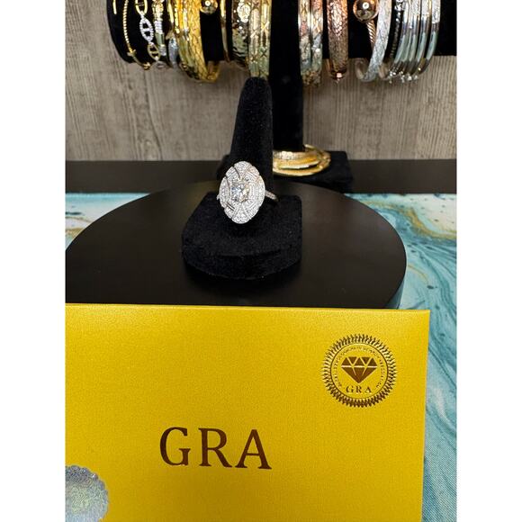 Unbranded Other - Sz. 9 - 1.5CTW Moissanite Shield Style Silver Ring w/ GRA